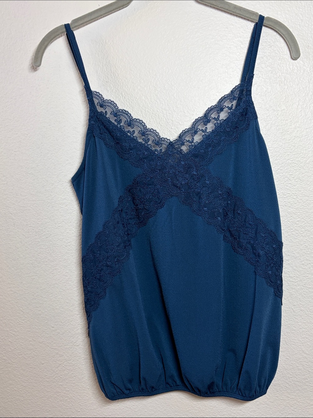 Daytrip Navy Lace-Trim Satin Cami
